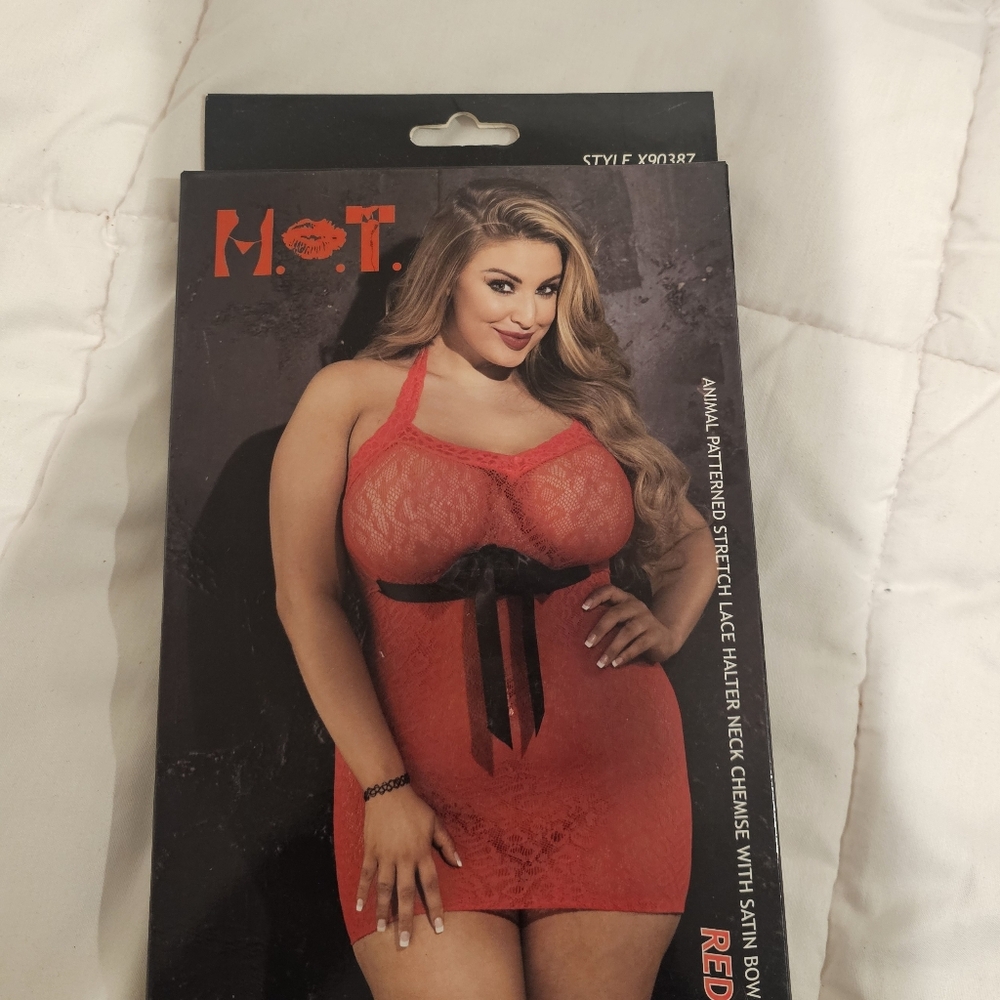 Red Lace Chemise with Satin Bow